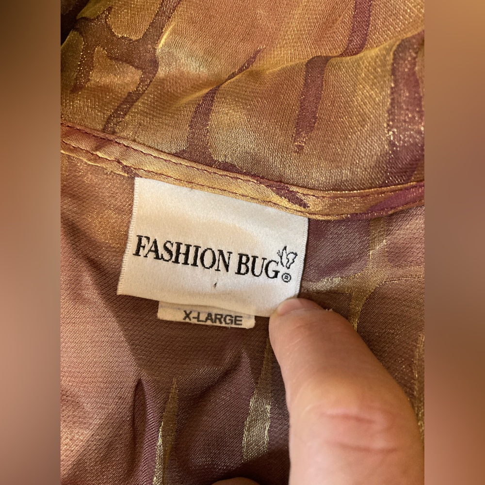 Vintage Fashion Bug Metallic Brown and Gold Wrap-Style Top size: XL - Picture 6 of 7